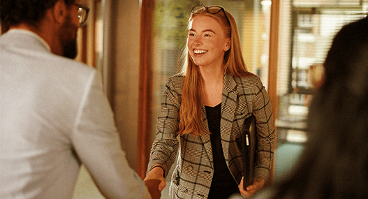 Handshake and introduction between two people